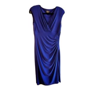 American Living V Neck Side Rouched Cap Sleeve Royal Blue Dress size 8
